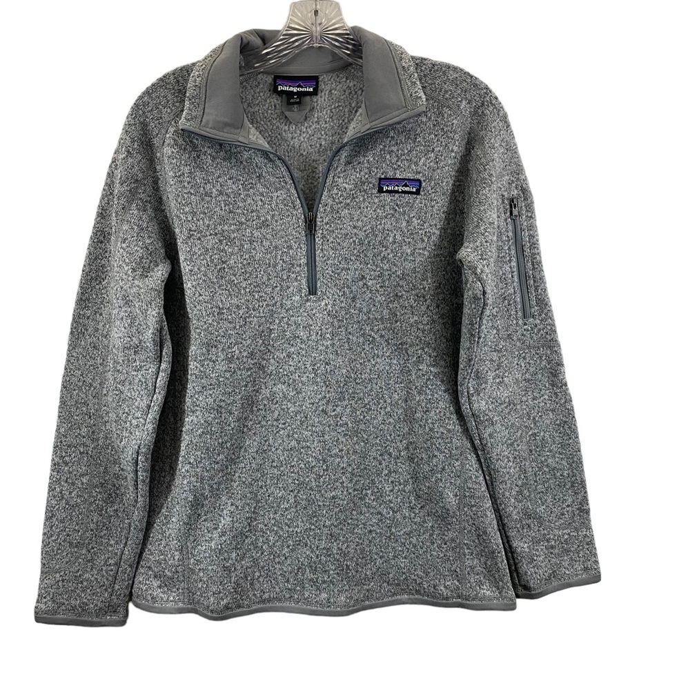 Patagonia Womens Better Sweater Jacket Gray Heathered 1/4 Zip Mock Neck Pocket M